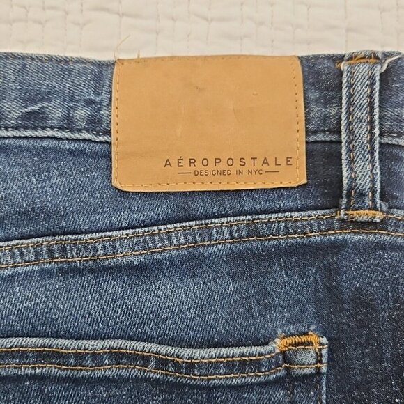 Aeropostale Mens Straight Stretch Whiskered Jeans Size 36x34 Dark Wash EUC LN - Picture 8 of 16